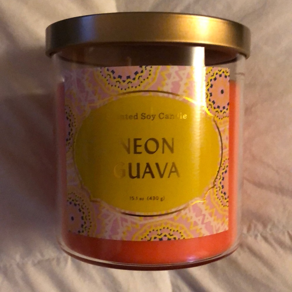 Neon guava candle